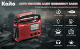 Kaito KA500 AM FM Shortwave Solar Crank Emergency Weather Alert Radio - Red