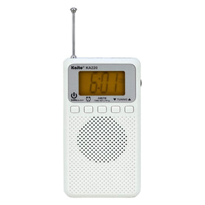 Kaito KA220W Pocket Digital AM/FM Radio with Alarm Clock & Sleep Timer, White