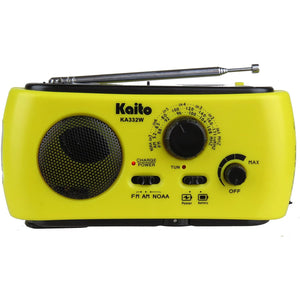 Kaito KA332W Portable Hand Crank Solar AM/FM NOAA Weather Radio Yellow