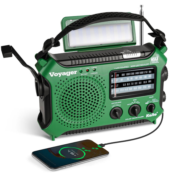 Kaito KA500 AM FM Shortwave Dynamo Solar Crank Emergency Weather Radio Green