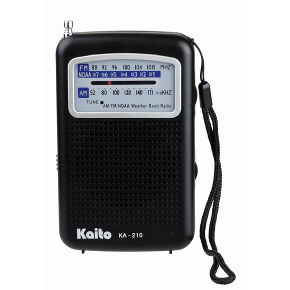 Kaito KA210 Pocket AM/FM NOAA Weather Radio, Black