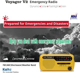 Kaito V2 Best NOAA and SW Portable Solar/Hand Crank AM/FM, Shortwave & NOAA Weather Emergency Radio with USB Cell Phone Charger & LED Flashlight, Yellow