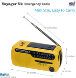 Kaito V2 Best NOAA and SW Portable Solar/Hand Crank AM/FM, Shortwave & NOAA Weather Emergency Radio with USB Cell Phone Charger & LED Flashlight, Yellow