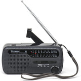 Kaito V1 Voyager Solar/Dynamo AM/FM/SW Emergency Radio with Cell Phone Charger and 3-LED Flashlight, Iron Gray
